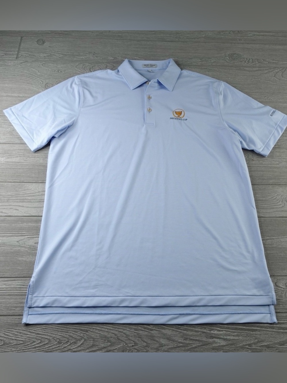Peter Millar Polo Shirts white and blue striped stretch president cup golf